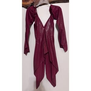 NWT Roland Mouret Quinn Merlot Red V-Neck Cold Shoulder Blouse Top Size US 4